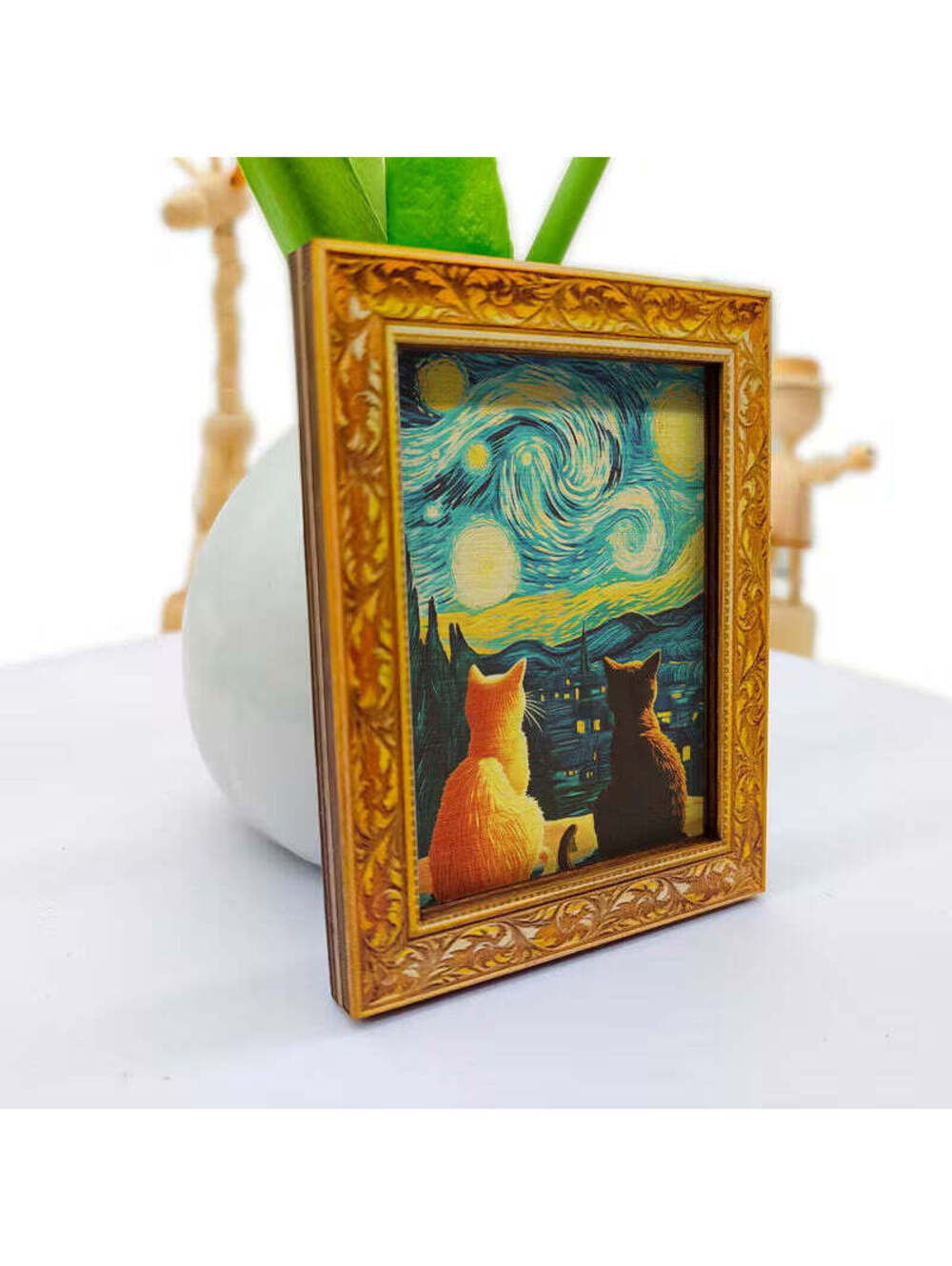Van Gogh Starry Night Fridge Magnets - 1pc Wood Decorative Kitchen Magnets